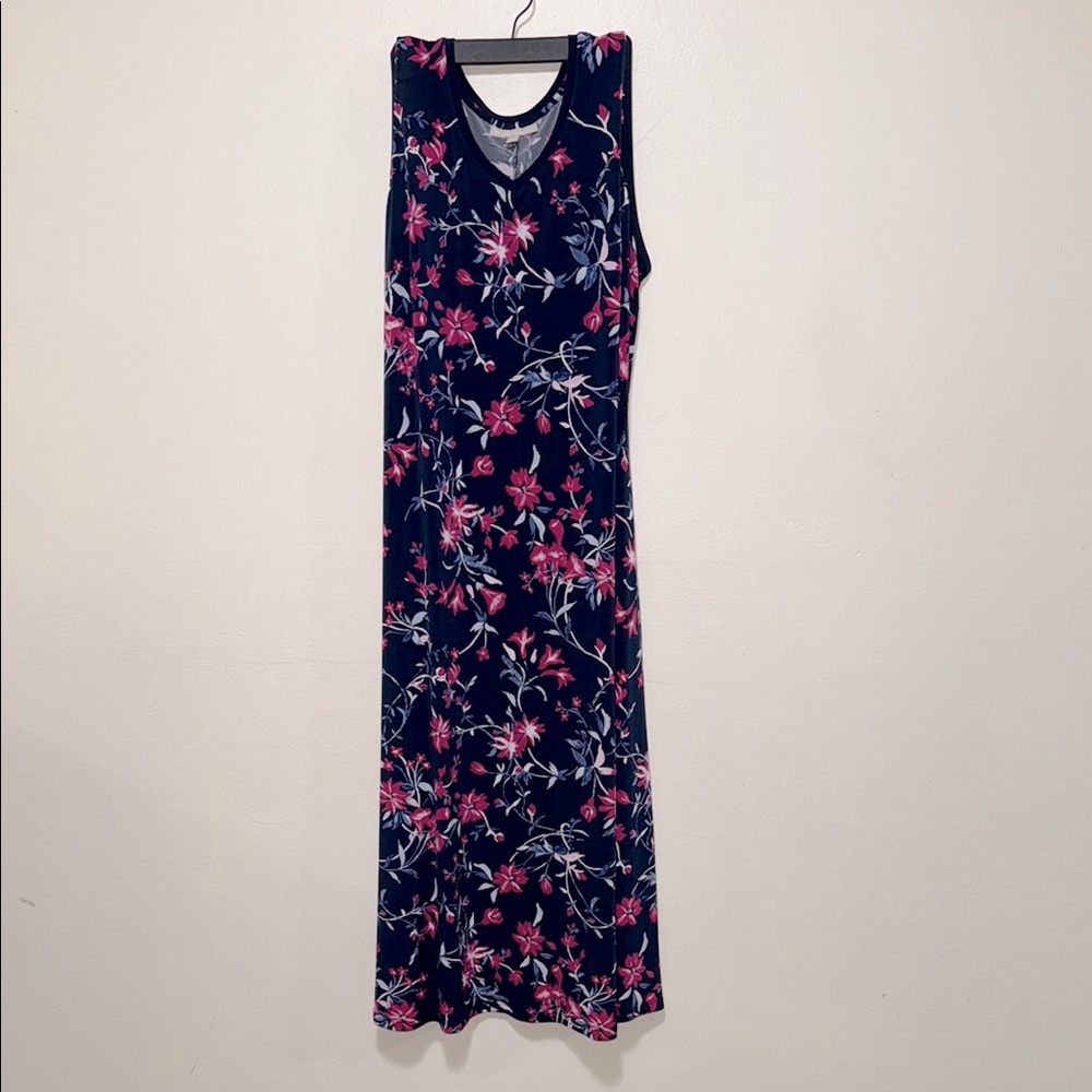 Woman Within plus size 18/20 Pink blue Maxi Sundress Sleeveless floral pockets